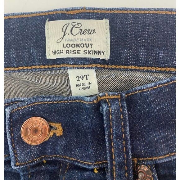 J. Crew Lookout High Rise Skinny Jeans Blue Denim High Waisted Tall - Size 29 T - Picture 10 of 10